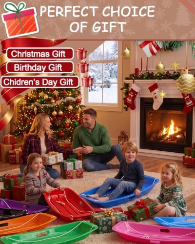 Snow Sled for Kids and Adult, Toboggan Sled with Plastic Cold-Resistant 35"
