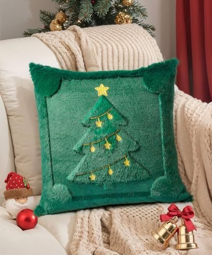 Faux Fur Christmas Pillow Covers 18x18 Set of 2