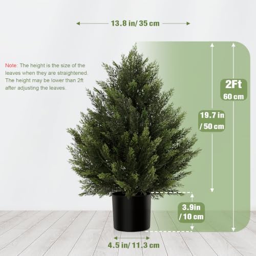 Vitalismo 2FT Artificial Cedar Trees Set of 2 for Outdoor Front Porch