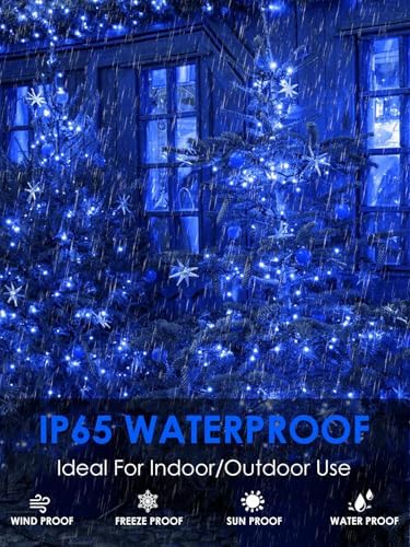Solar Christmas Lights Outdoor 4 Pack 152FT 400LED Fairy String Lights Blue