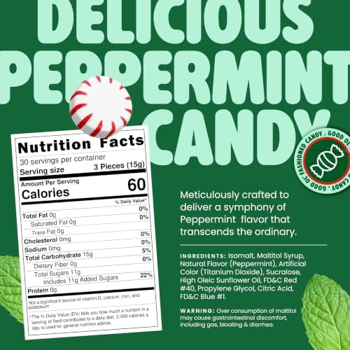 Cambie Peppermint Candy - 1 lb of Hard Candy Individually Wrapped Mints