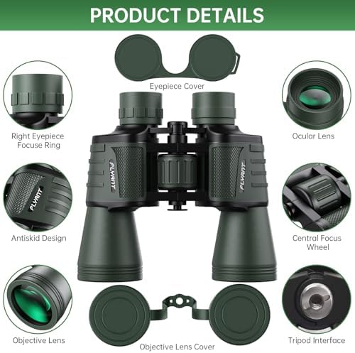 20x50 High Powered Binoculars for Adults, Waterproof Binoculars with Low Light Vision for Bird Watching Hunting Camping Travel Cruise Hiking Sports Stargazing, Gifts for Men Dad