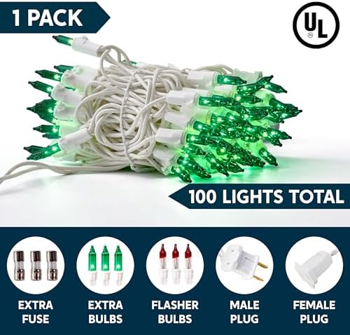 Joiedomi Christmas String Lights Indoor,100 Count Mini Green Light,21.4 FT Lighting Decor for Patio Dorm Classroom Bedroom Holiday Wedding Party Garland Birthday Festival,White Wire