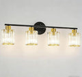 Crystal Bathroom Light Fixtures, Bathroom Lighting Fixtures Over Mirror, Modern Black Gold 4-Light Vanity Lights for Mirror, Restroom, Bedroom (Ceramic E26 Socket,Bulbs Not Include)