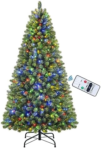 SHareconn 6.5ft Prelit Premium Artificial Classic Spruce Christmas Tree with Remote Control,Timer