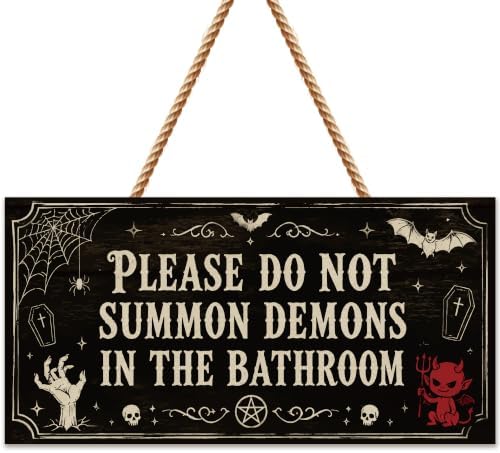 Halloween Decorations - Funny Wooden Sign for Wall Home Door Bathroom