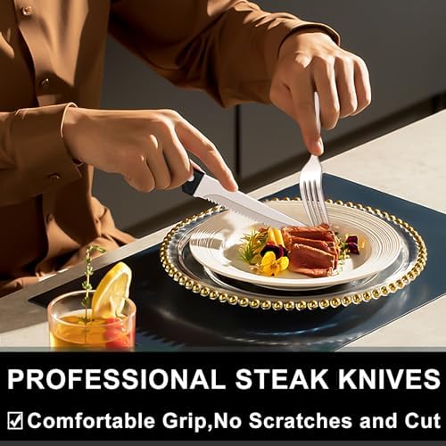 49-Piece Silverware Set with Organizer, Food-Grade Stainless Steel Flatware for 8, Cutlery Utensil Sets with Steak Knives, Rust-proof, Mirror Polished, Dishwasher Safe, Silver Roman Column