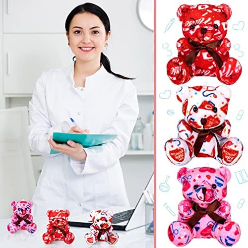 18 Pcs Nurse Week Appreciation Gifts Stuffed Bears Bulk Small Nurses Day Plush Bear 4 Inch Mini Plush Stuffed Animals with Syringe Stethoscope First Aid Kit Pattern for Nurse Graduation Gifts 2026