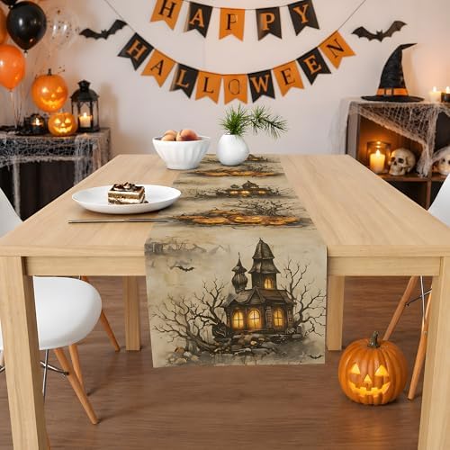 Halloween Party Decorations - Pumpkin Castle Table Runner