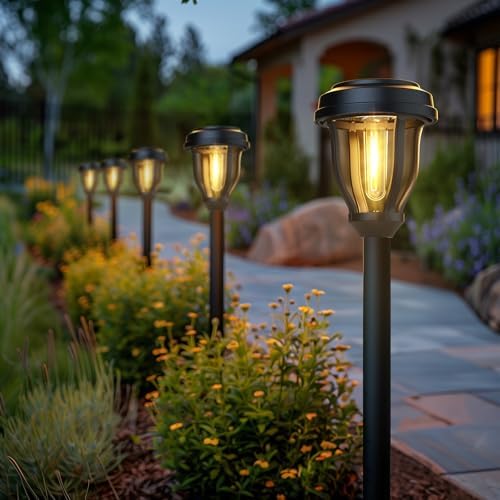 DERAYSION Solar Lights Outdoor, LED Solar Pathway Lights Garden Lights