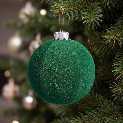 Jetec 6 Pcs 10 Inch Christmas Ball Ornaments Silver Cap, Green, Gold, Red