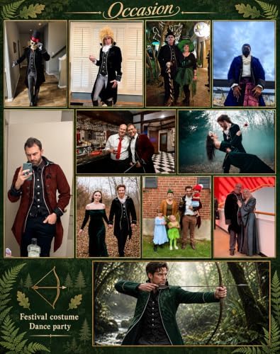 SIAEAMRG Mens Renaissance Pirate Halloween Costume Vampire Jackets Tailcoat