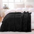 Black Throw Blanket 50"×70" Gifts for Mom Fuzzy 3D Jacquard Decorative