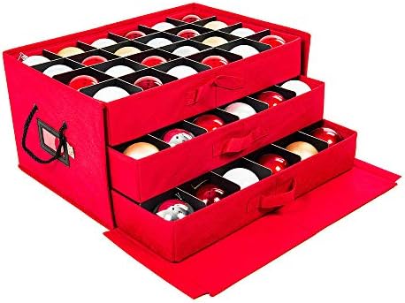 Christmas Ornament Storage Box, 72 (3") Ornaments, Drawer Style Trays