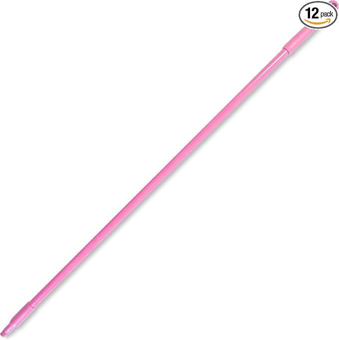 SPARTA Fiberglass Broomstick Replacement Broom Handle with Acme Threaded Tip for Industrial Cleaning Tools, Fiberglass, 60 Inches, Pink, (Pack of 12)