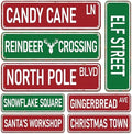 Candy Cane Lane Christmas Decorations 8 Pack, Double-Sided Vintage Street Signs of North Pole/Santa’s Workshop/Gingerbread & More, All-Weather Outdoor Christmas Signs Yard Tree Ornament, 4 x 14 Inch