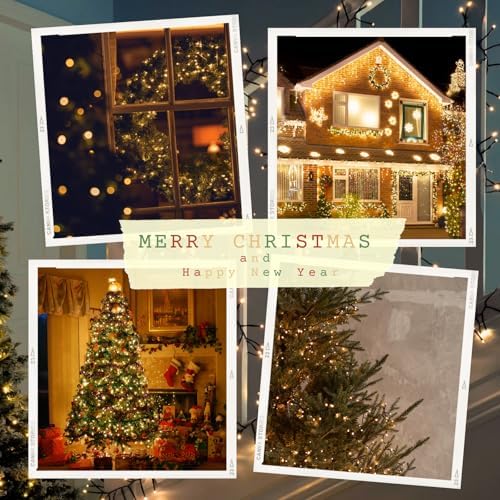 Solar String Lights Outdoor 2Pack 200LED 66FT Christmas Lights Warm White