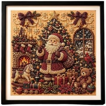 DIY Christmas Pearl Diamond Painting Art Kit Gifts Adults with Frame
