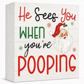 Christmas Bathroom Decor Funny Santa Claus Christmas Decor Wooden Box Sign