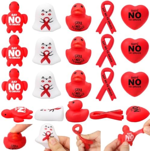 Thenshop 140 Pcs Red Ribbon Week Anti Drug Awareness Relief Favor
