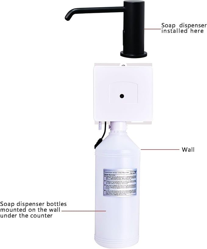 Automatic Soap Dispenser for Kitchen Sink, Matte Black Touchless Built-in Liquid Soap Dispenser with 33.81oz/1000ml Motion Activated No Touch Sanitizer Dispenser for Bathroom with High Capacity