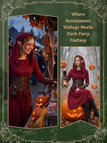 10 Pcs Women Renaissance Halloween Fairy Costumes Medieval Elf Dress S-XXL