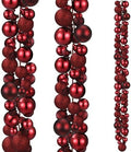 2 Pcs 15 ft Christmas Ball Ornament Garland, Burgundy