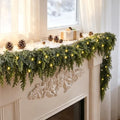 6FT Christmas Garland with Lights, Real Touch Cedar Garland