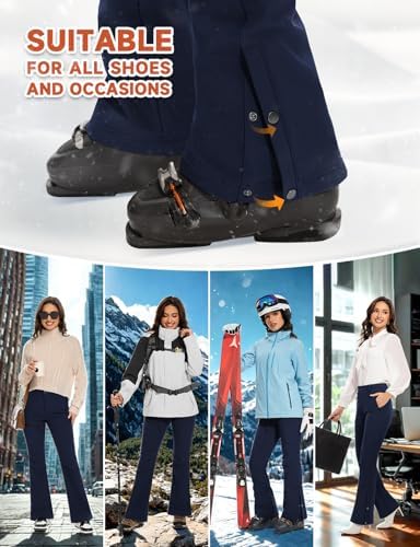 Hiauspor Women's Snow Ski Pants：Fleece Lined Water Resistant Warm Flare