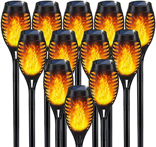 IkeeRuic Solar Torch Light with Flickering Flame for Halloween Decorations