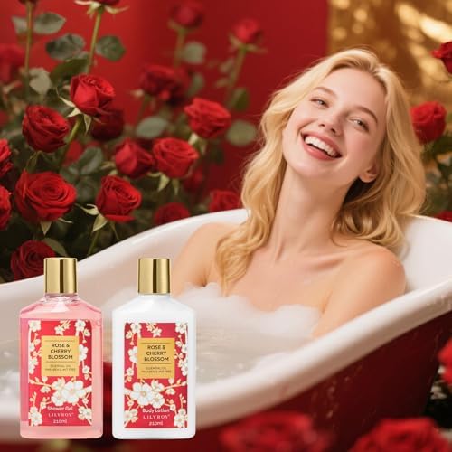 27Pcs Rose Spa Skin Care Gifts Set, Bath Set, Spa Gift Baskets for Women