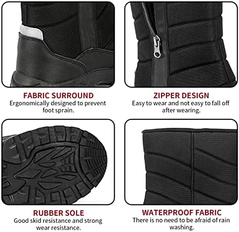 SILENTCARE Mens Winter Mid-Calf Snow Boot Fur Warm Waterproof Slip On Outdoor Athletic