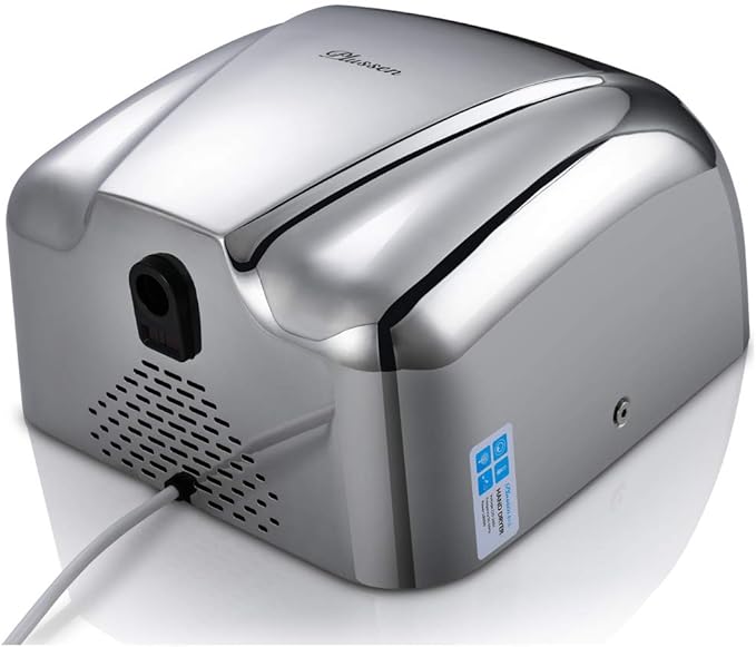 Automatic Commercial Hand Dryers for Bathrooms Commercial 1800W Heavy Duty Stainless Steel Hot Air Compact Electric Hand Dryer Blower, Fast Drying in 10 Seconds (Silver 2)