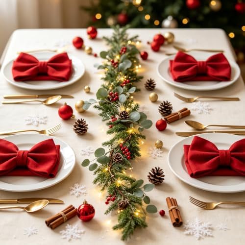 DR.DUDU 6FT Christmas Garland with Lights Mantel Decorations