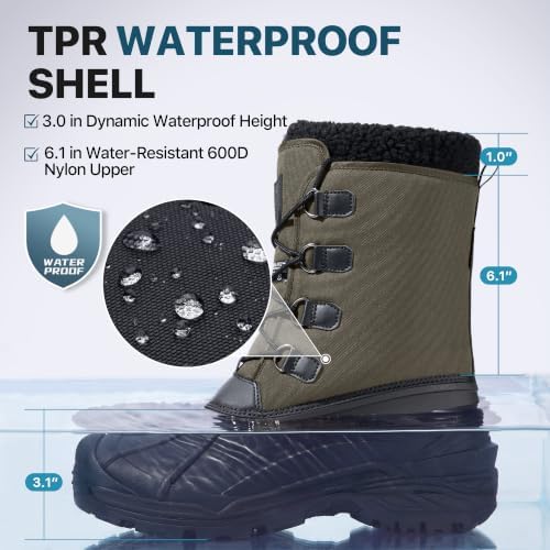 FREE SOLDIER Men's Waterproof Winter Snow Boots Removable Liner