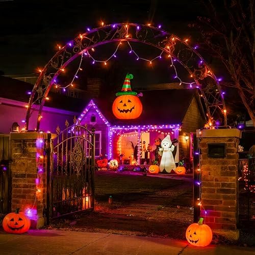 JMEXSUSS 600 LED Halloween Lights Outdoor, Orange Purple Halloween Lights