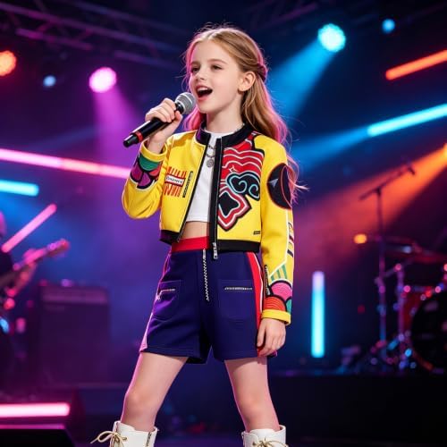 Kids Pop Star Hunter Costume Girls Halloween Costumes with Accessories Set