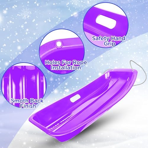 Slippery Racer Downhill Sprinter Flexible Kids Toddler Plastic Cold-Resistant Toboggan Snow Sled with Pull Rope and Handles -35 Inch