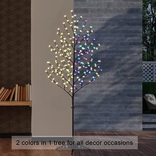 Lightshare Cherry Blossom Tree 6FT 208 LED Lighted Tree Multicolor with Remote Contrl for Decoration Inside and Outside, Home Patio Wedding Festival Christmas Decor