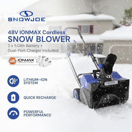 Snow Joe 48V Cordless Snow Blower Kit with 2X 5Ah Batteries, 24V-X2-SB18-XR