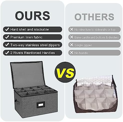 Mayniu Stemware Storage Cases 2 Pack, Wine Glass Storage Box with Dividers