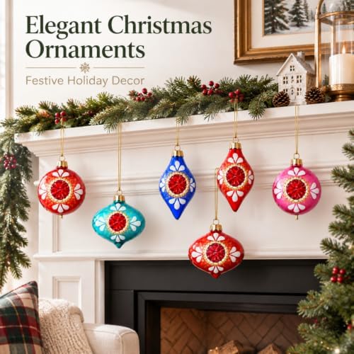 12 Pcs Vintage Glass Christmas Ornament Reflector Decor, Sparkling