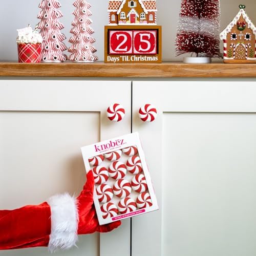 Knobēz: Red Peppermint Decorative Knob Covers Package of 12 (Red)