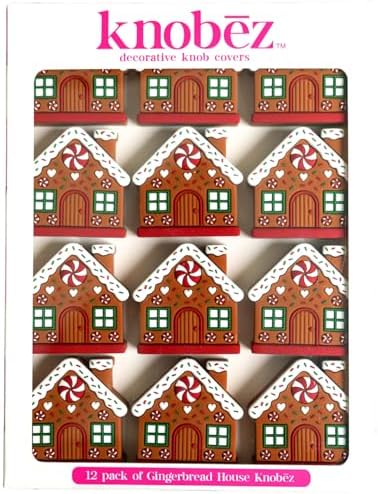 Knobēz 12pk Gingerbread House Decorative Knob Covers - Christmas Ornaments
