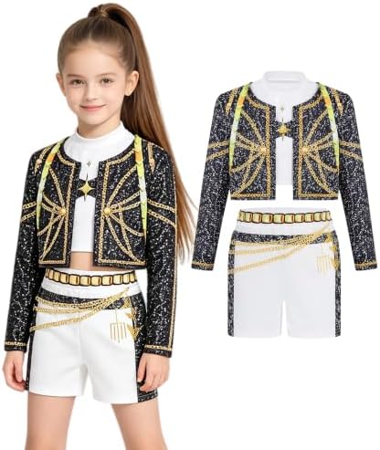 Golden Pop Performer Costume Kids Girls Halloween Costumes Cosplay Outfit