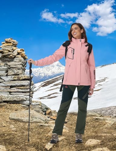 TBMPOY Women's Fleece Lined Ski Snow Pants Waterproof Winter Cargo Hiking Warm Thermal Softshell Insulated Outdoor Pant