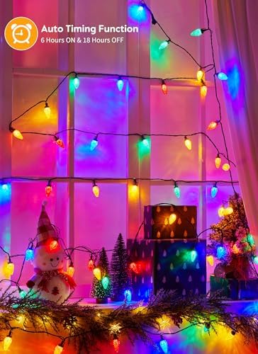 C9 Christmas Lights Outdoor, 114FT 150 LED C9 String Lights, Multicolor