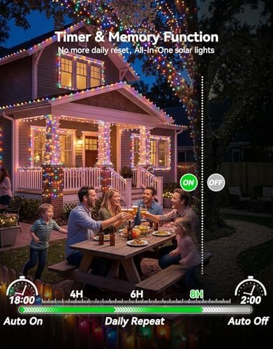 LitHome 34 Colors Solar String Lights Outdoor with Remote, 33 FT 100 LED