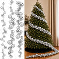 Sosation 29.5Ft Christmas Ball Ornament Garland, Silver, Glossy Matte