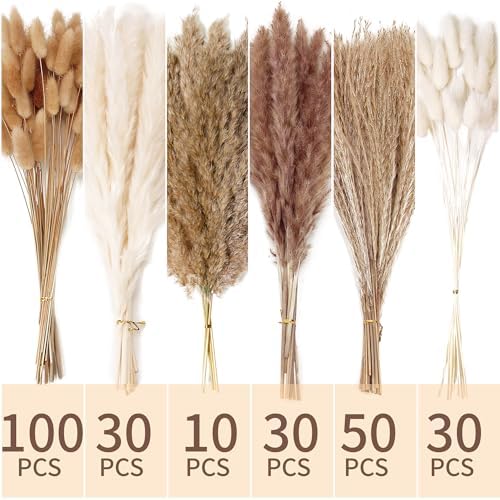 240 PCS Dried Flower Bouquet – Pampas Grass, Floral Decor for Home, Wedding, and Boho Style | Perfect for Vases, Fall, Spring, Summer, and Winter Arrangements